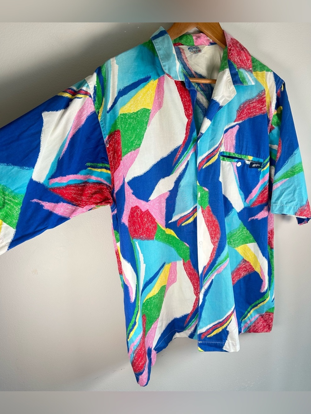 Vintage 80s/90s Dolfin Men’s Shirt L Funky Fresh Colorful Abstract Hip Hop RARE - Picture 8 of 13